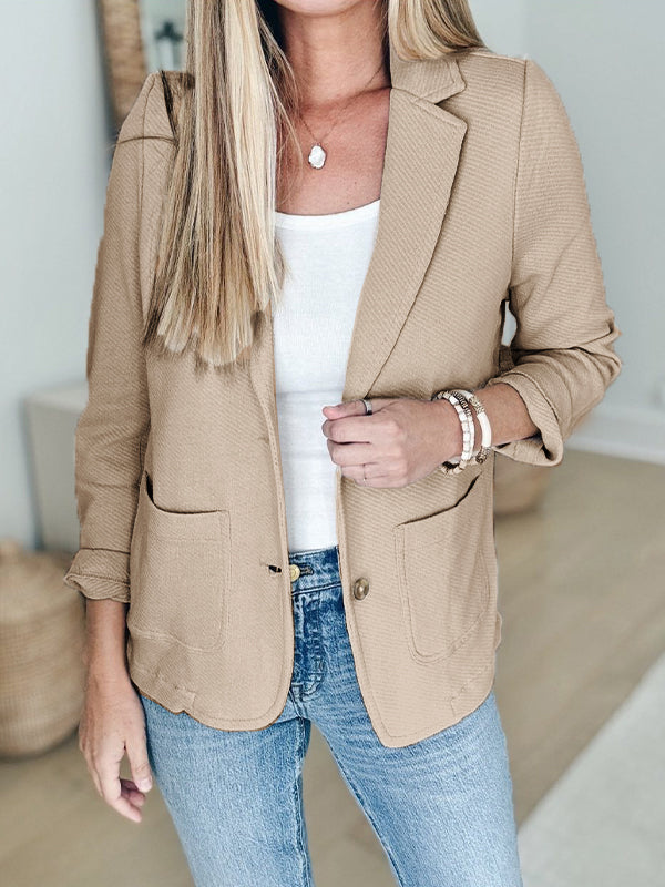 Women's Lapel Button Casual Jacket